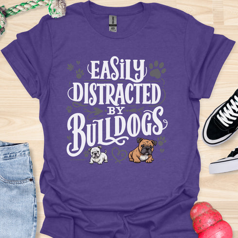 Easily distracted by bulldogs - V3 - Creative Vintage T-Shirt
